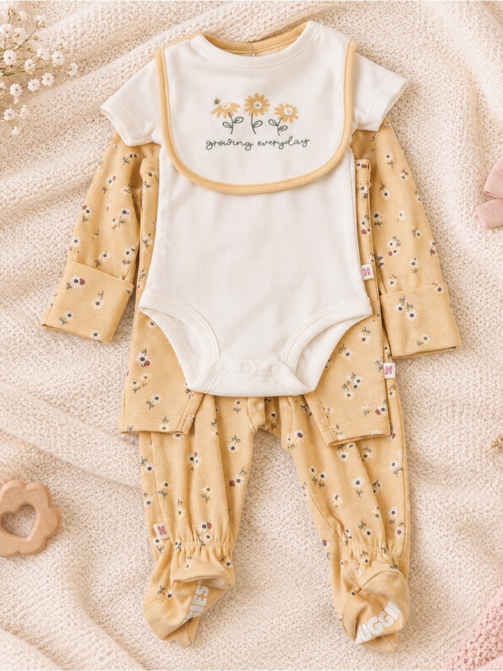 Huggies Babywear Yellow Floral Footed Pajama Set